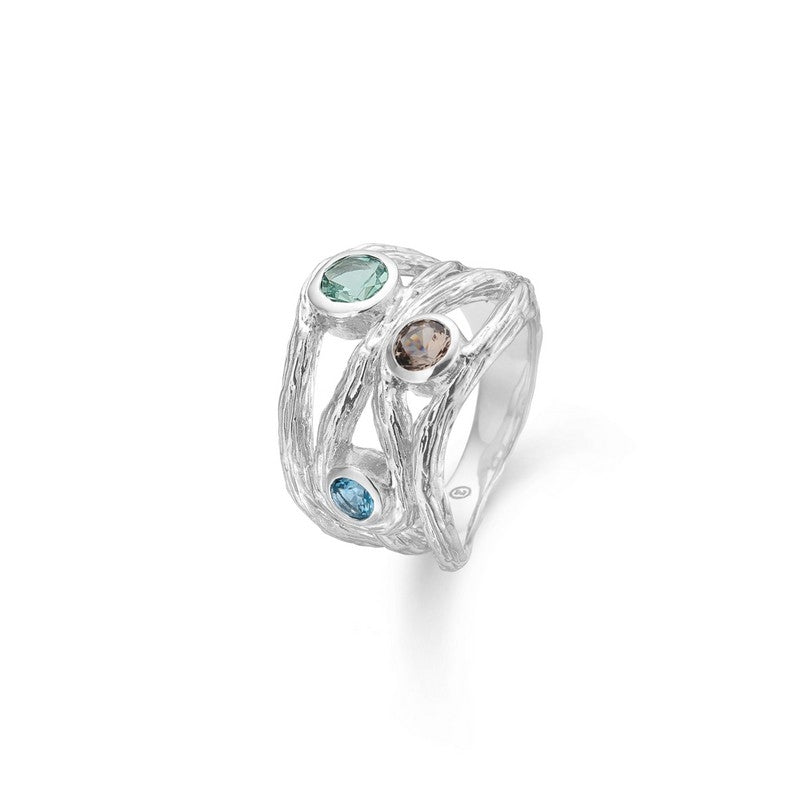 Evergreen ring i sølv fra Studio Z med farvede zirkonia